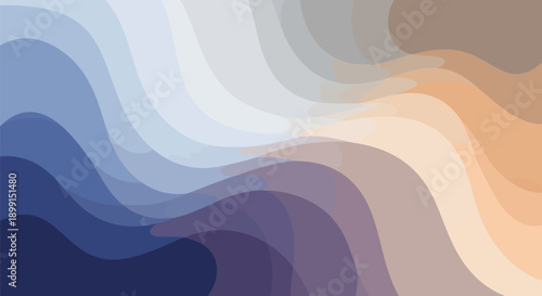 Abstract wavy lines in shades of blue purple and orange create a dynamic background texture