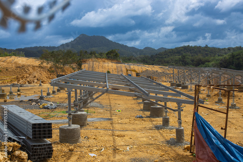 Building the Future: Professional Ground-Mount Solar Array Under Construction