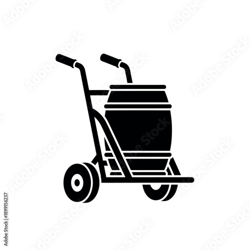 Barrel dolly cart for transporting heavy barrels.