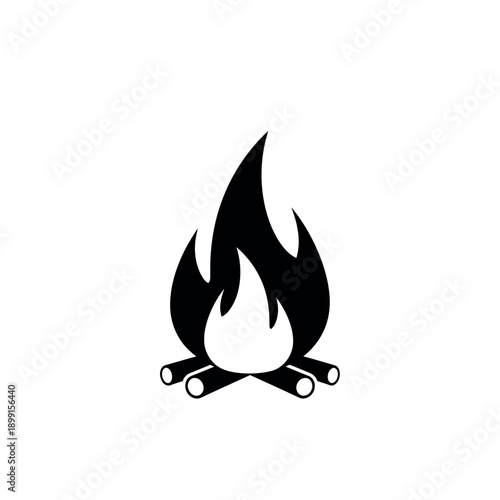Campfire icon with logs and flames.