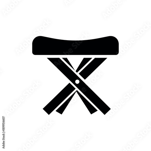 Folding Stool Portable Seat Icon.