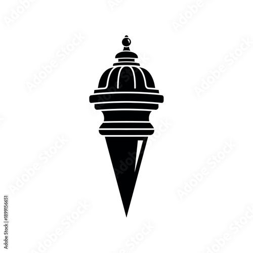 Ice Cream Cone with Decorative Topping Black and White Icon.
