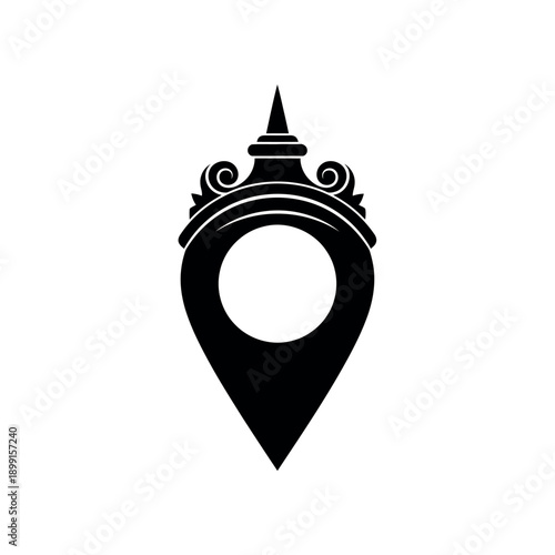 Thai Temple Location Pin Logo Design.