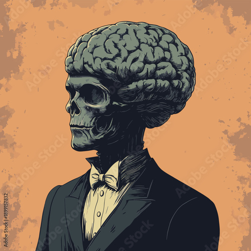 Gentlemant Brain , vector style simple color