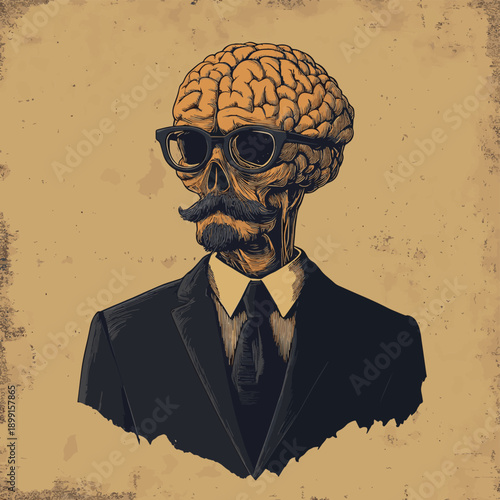 Gentlemant Brain , vector style simple color