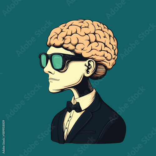 Gentlemant Brain , vector style simple color