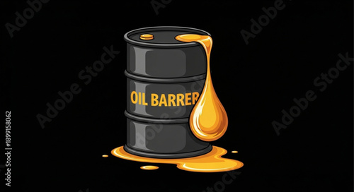 Oil Barrel Dripping Liquid Energy Resource.