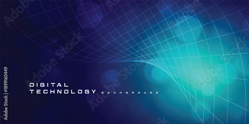 Digital Technology Grid Wave Background