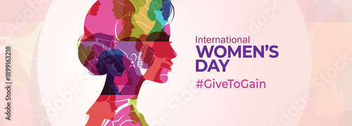 International Women's Day concept background. #GiveToGain Women Equality Day Concept.
