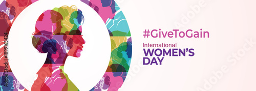 International Women's Day concept background. #GiveToGain Women Equality Day Concept.