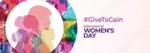 International Women's Day concept background. #GiveToGain Women Equality Day Concept.