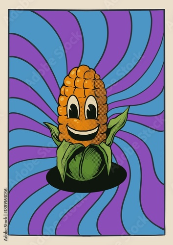 Psychedelic trippy vintage retro illustration