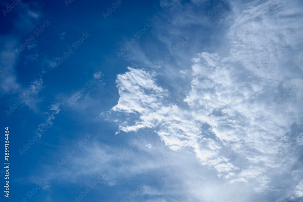 Obraz premium Blue Sky with Soft White Clouds and Copy Space