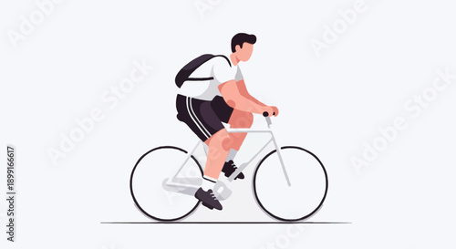 Flat illustration male character riding bicycle,
outdoor sport and eco healthy lifestyle concept