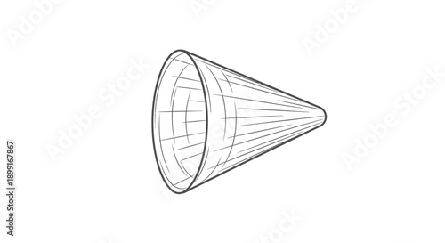 A simple line drawing of a three-dimensional cone shape, showing internal structure.
