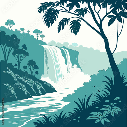 Tropical waterfall landscape