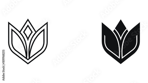 Simple black line art tulip logo design