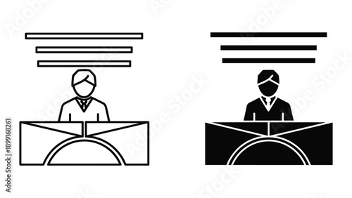 Receptionist wearing mask at work