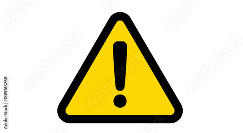 A yellow warning sign featuring a black exclamation mark, indicating caution and potential hazard.