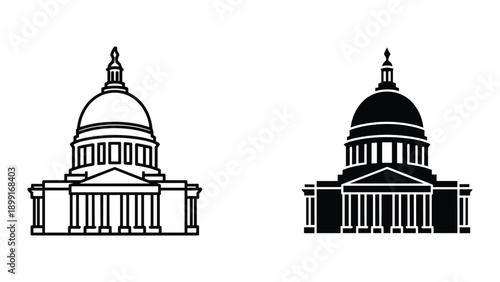 Simple line art illustration of government building