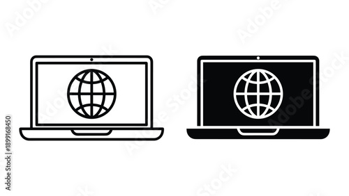Laptop with globe icon on screen