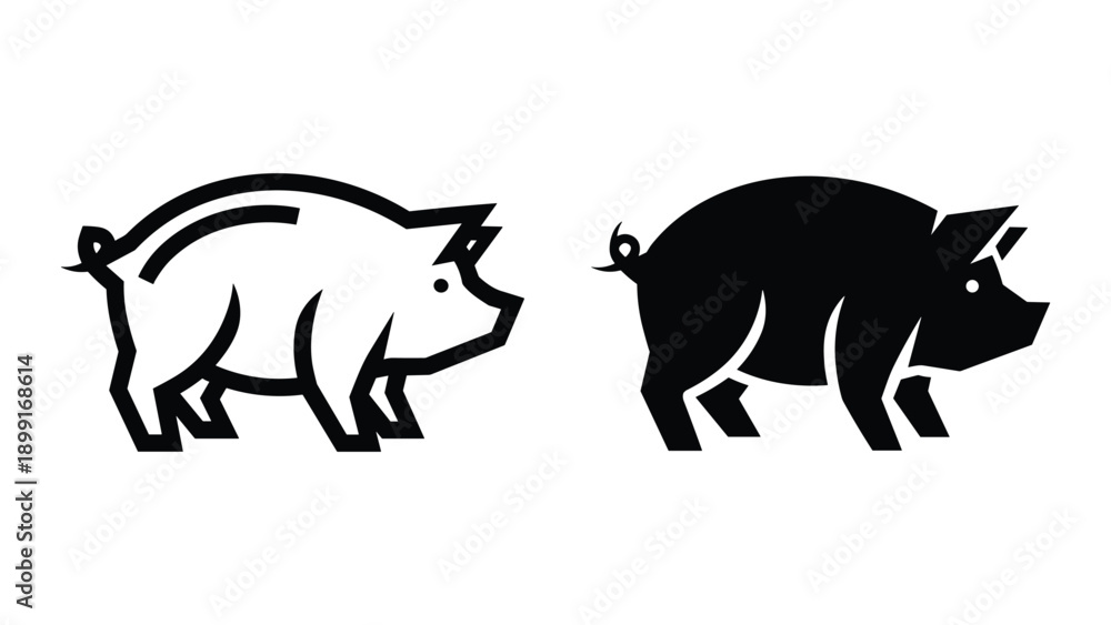 Fototapeta premium Pig silhouette illustration