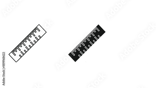Black and white ruler illustration on white background