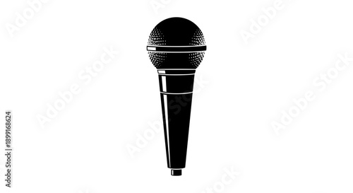 Black Microphone on White Background.