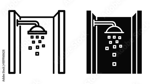 Shower icon set in black and white style