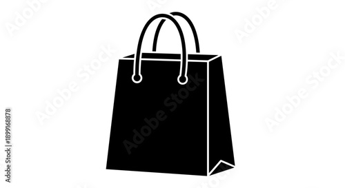Black Shopping Handbag Icon.