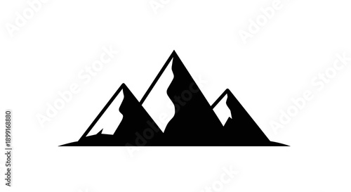 Black silhouette mountain range landscape.