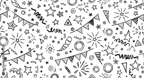 Festive Doodle Patterns, Creative Design, Digital Art, Whimsical Style