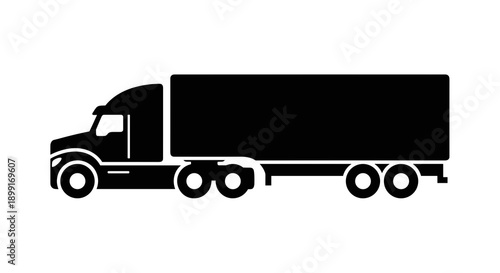 Large Semi Truck Silhouette Icon.