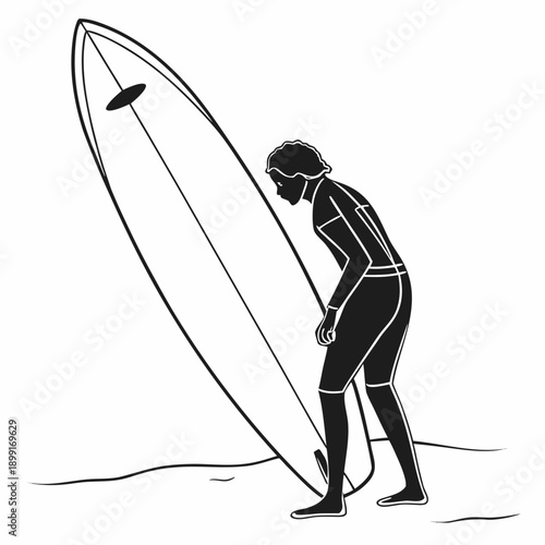 Surfer preparing for a ride