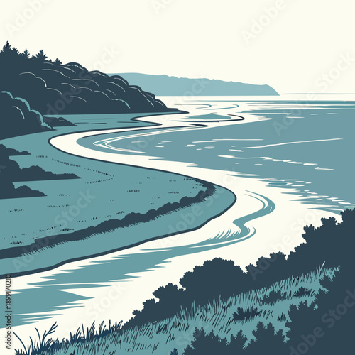 Serene coastal landscape