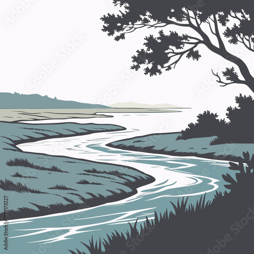 Serene coastal landscape