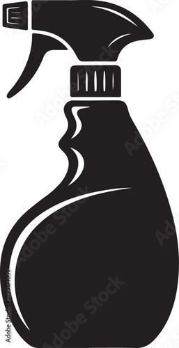 Cleaning spray bottle silhouette icon for household hygiene and sanitation