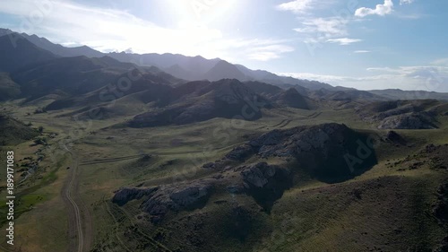 sunset in the mountains. mountain plateau. highlands