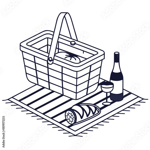 Picnic basket with essentials
