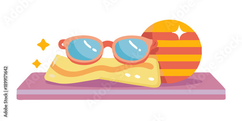 Stylish sunglasses and heart illustration