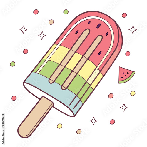 Colorful watermelon popsicle