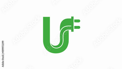 Green U shape with plug design for energy efficiency.