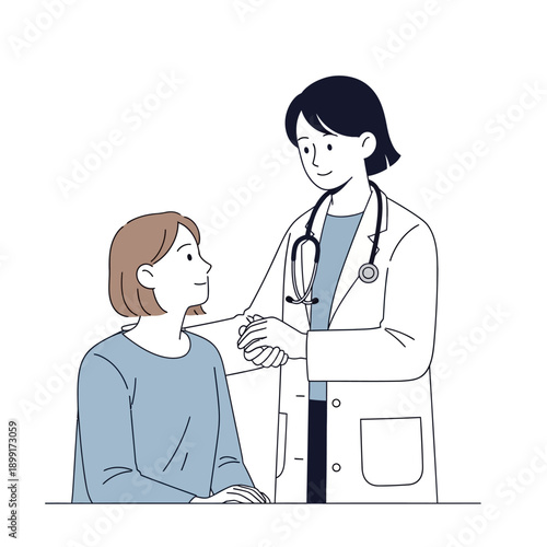 Doctor comforting patient with gentle touch and care.