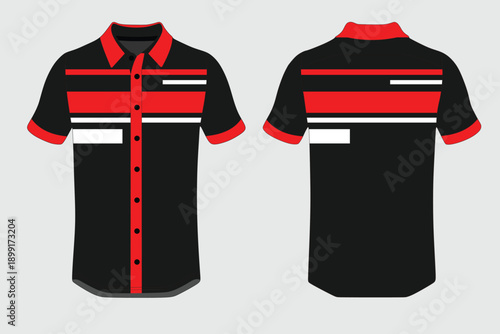 Stylish Black and Red Short Sleeve Shirt Design for Fashion and Casual Wear