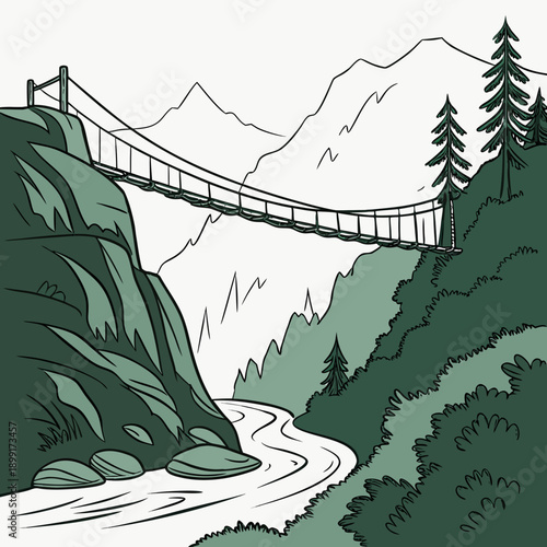 Mountain suspension bridge