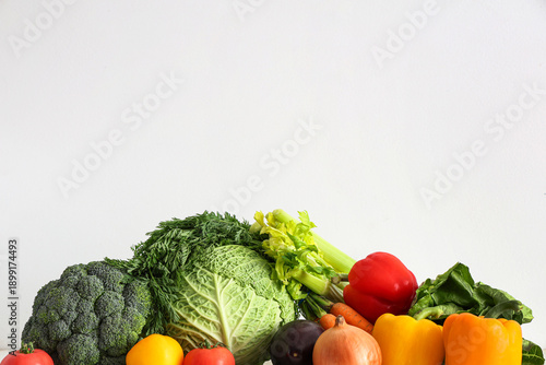 Different fresh vegetables on white background
