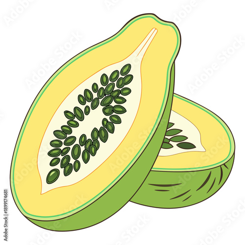 Sliced papaya
