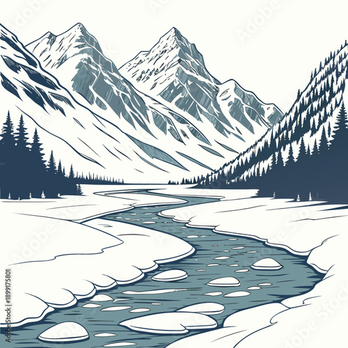 Serene mountain landscape with river