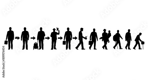 Human Life Cycle Stages Silhouette Progression.