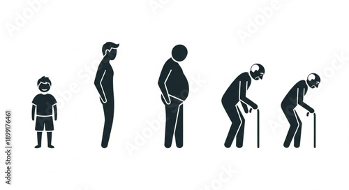 Human life cycle stages silhouette illustration.